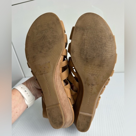 Franco Sarto Lace Up Wedge Sandals Tan Size 9.5 Summer - Picture 7 of 10